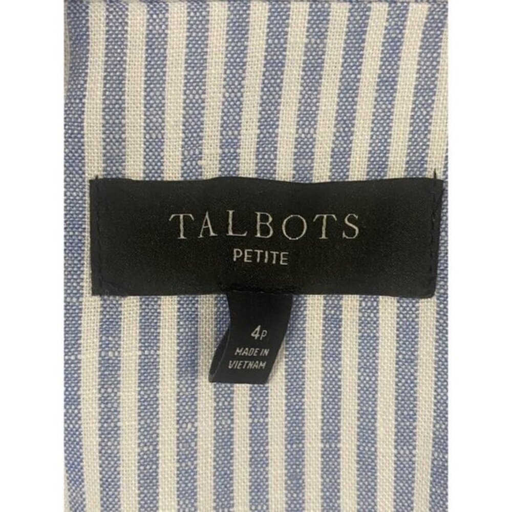 Talbots Blue Striped Seersucker Linen Blend 2 Piece Suit Blazer 4P Pants 6P - Picture 5 of 6